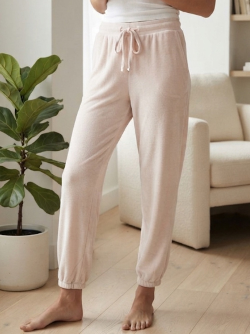 HONEYDEW INTIMATES Velour Joggers Light Blush Pink Drawstring Small